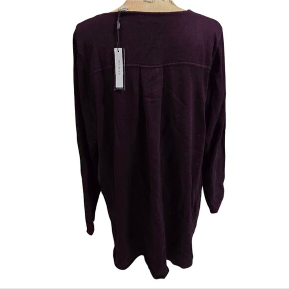 Tahari Purple Long Sleeve Tunic Length Sweater‎ Plus Size 2X New - Picture 3 of 5